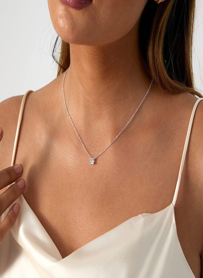 Tasiso Silver Necklaces for Women, Dainty Diamond Necklace 14k Silver Plated Prom Necklace Simple CZ Choker Necklaces for Women Trendy Everyday Jewelry Gifts - Image 4